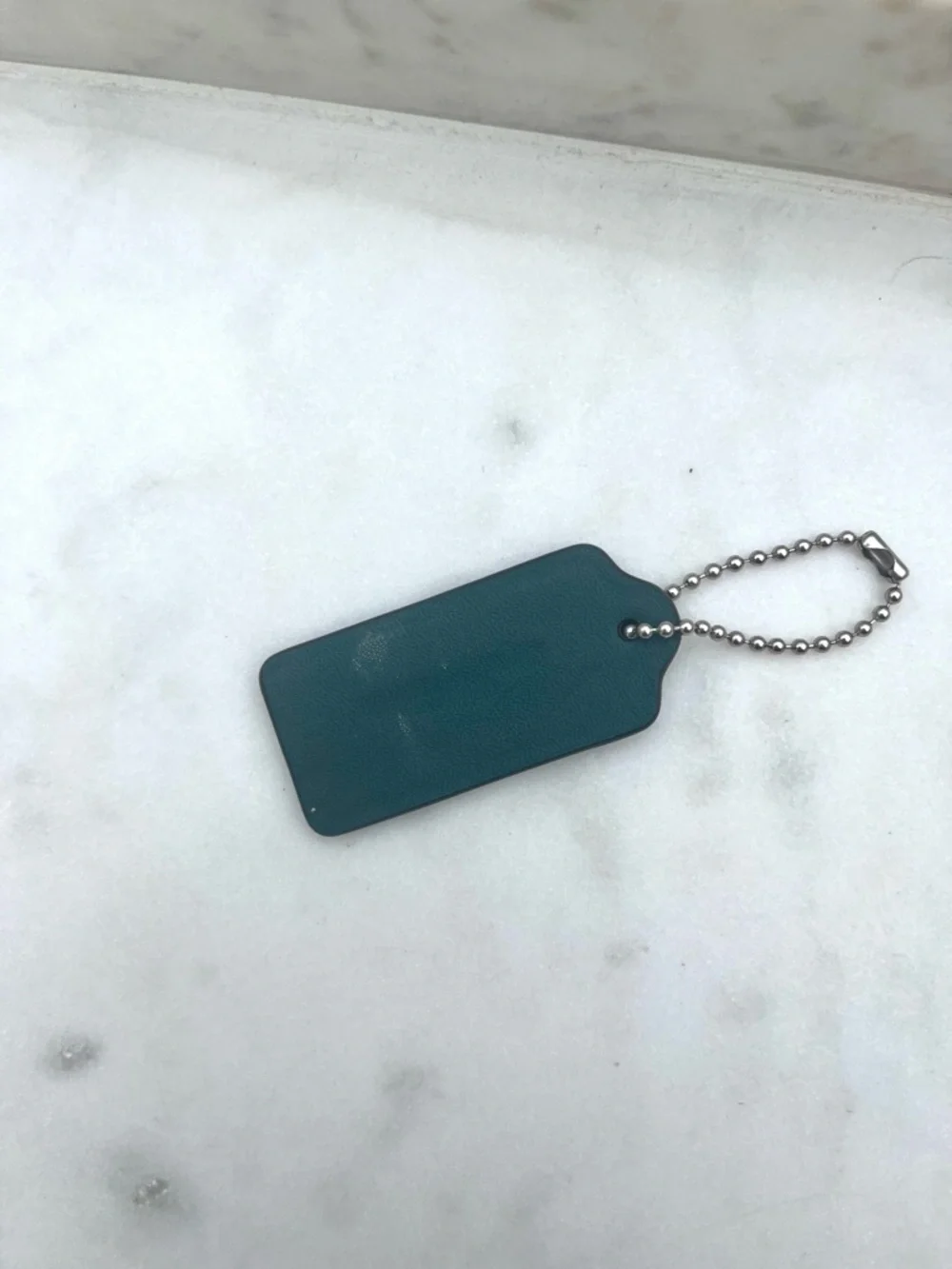 COACH Leather Hang Tag, Dark Teal Green - Picture 2 of 2